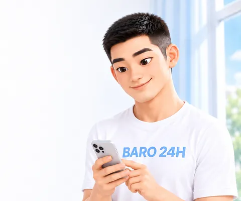 차분한 표정으로 안내하는 남성 3D 인물